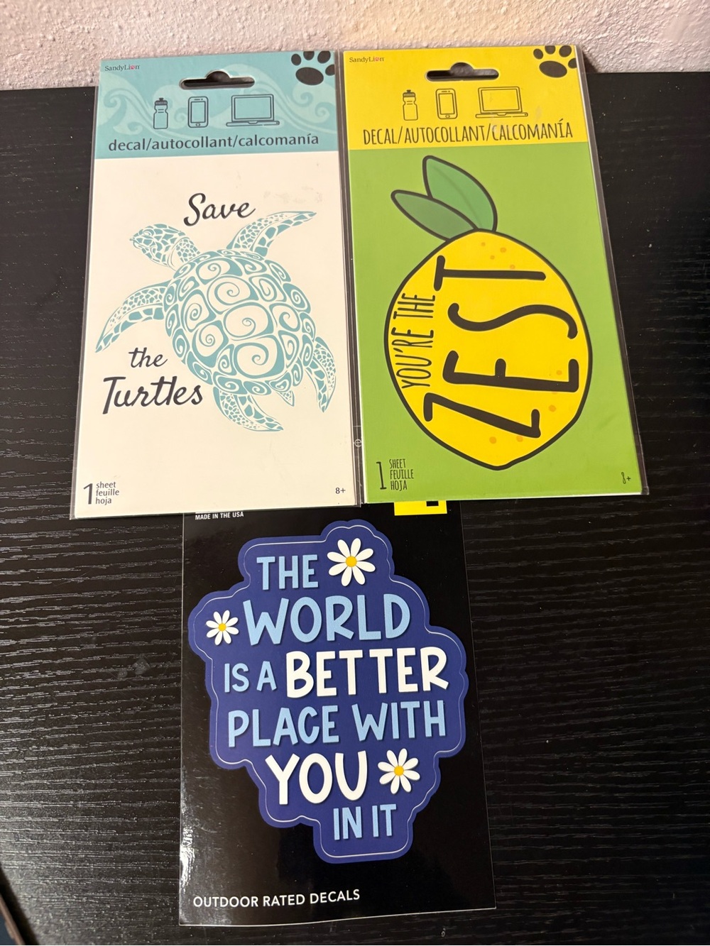 Decal Lot of 3 Turtle Lemon Inspirational Stickers